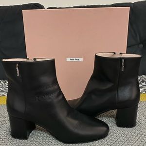 Miu Miu black leather booties